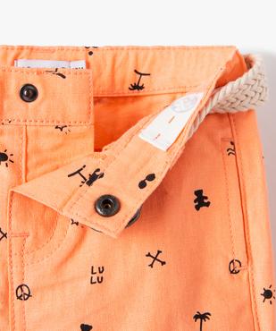 Short bébé garçon imprimé en lin et coton - LuluCastagnette vue2 - LULUCASTAGNETTE - GEMO