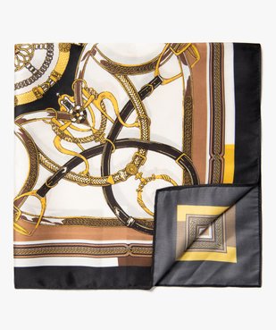 Foulard carré en satin imprimé femme vue2 - GEMO 4G FEMME - GEMO
