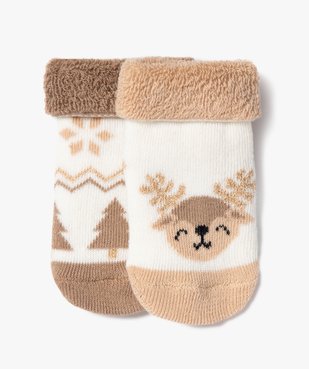 Chaussettes de Noël en maille bouclette douillette bébé (lot de 2) vue1 - GEMO 4G BEBE - GEMO