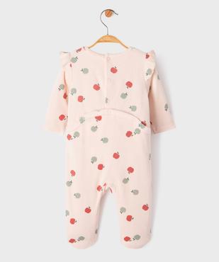 Pyjama en velours avec volants et motifs pommes bébé vue3 - GEMO 4G BEBE - GEMO