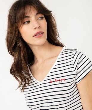 Chemise de nuit imprimée à manches courtes femme vue2 - GEMO 4G FEMME - GEMO