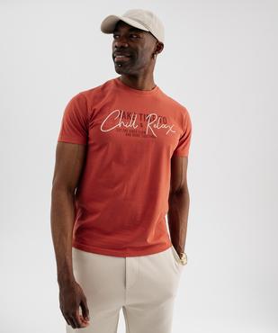 Tee-shirt manches courtes avec motif positif homme vue3 - GEMO 4G HOMME - GEMO
