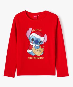 Tee-shirt à manches longues avec motif de Noël fille - Disney vue2 - LILO & STITCH - GEMO