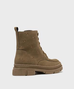 Boots zippées et lacées à fleurs brodées et semelle crantée fille - LuluCastagnette vue4 - LULUCASTAGNETTE - GEMO