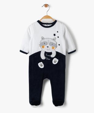 Pyjama bébé en velours avec motif petit loup  vue1 - GEMO(BB COUCHE) - GEMO
