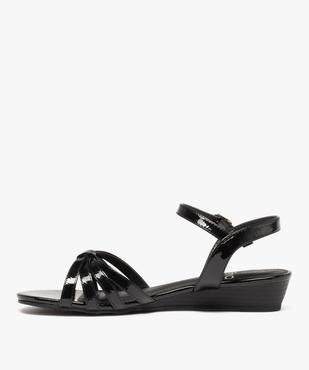 Sandales femme à petit talon et fines brides vernies vue3 - GEMO (CASUAL) - GEMO