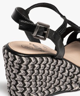 Sandales femme à talon compensé et brides en cordelette vue6 - GEMO(URBAIN) - GEMO