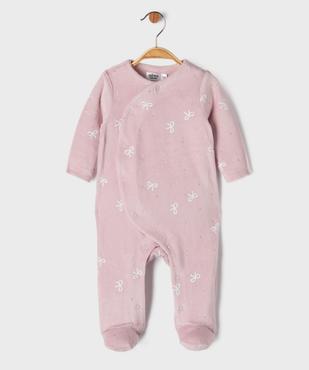 Pyjama en velours avec ouverture avant et motifs pois bébé  vue1 - GEMO 4G BEBE - GEMO