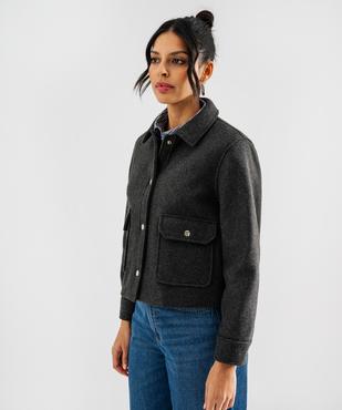 Veste courte aspect drap de laine femme vue1 - GEMO(FEMME PAP) - GEMO