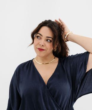 Robe longue en voile satiné à encolure cache-cœur femme grande taille vue2 - GEMO (G TAILLE) - GEMO