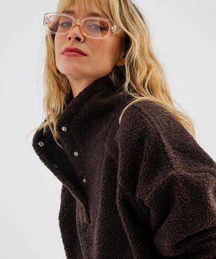 Sweat oversize en maille bouclette avec col montant femme vue2 - GEMO(FEMME PAP) - GEMO