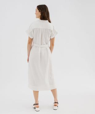 Robe chemise longue à manches courtes en gaze de coton femme vue5 - GEMO(FEMME PAP) - GEMO