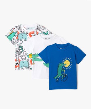Tee-shirt à manches courtes à motifs animaux bébé garçon (lot de 3) vue1 - GEMO(BEBE DEBT) - GEMO