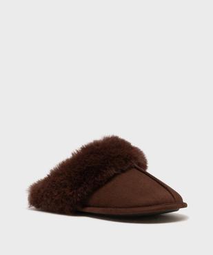 Chaussons mules en suédine avec fourrure imitation femme vue2 - GEMO(HOMWR FEM) - GEMO