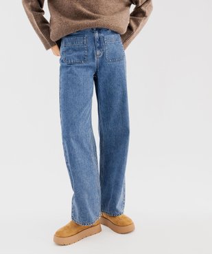 Jean wide leg en coton à poches plaquées femme vue2 - GEMO 4G FEMME - GEMO