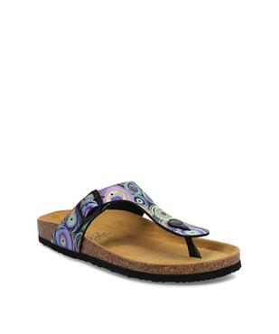 Mules femme à talon plat et bride entre-doigts imprimée vue2 - GEMO (CASUAL) - GEMO