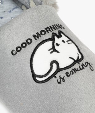 Chaussons femme pantoufles chat good morning à col fourré  vue6 - GEMO(HOMWR FEM) - GEMO