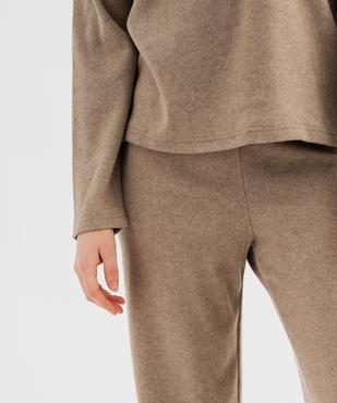 Pantalon en maille à taille élastiquée coupe large femme  vue4 - GEMO(FEMME PAP) - GEMO