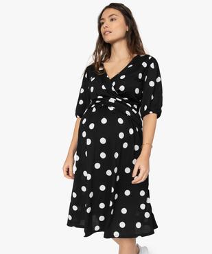 Robe de grossesse imprimée avec décolleté cache-cœur vue1 - GEMO (MATER) - GEMO