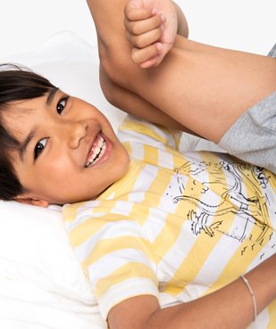 Pyjashort garçon avec haut rayé et motif dinosaure vue1 - GEMO (ENFANT) - GEMO