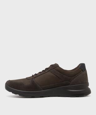 Baskets basses dessus cuir avec double fermeture homme - Tanéo vue3 - TANEO - GEMO