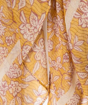 Foulard carré en voile fleuri femme vue2 - GEMO 4G FEMME - GEMO