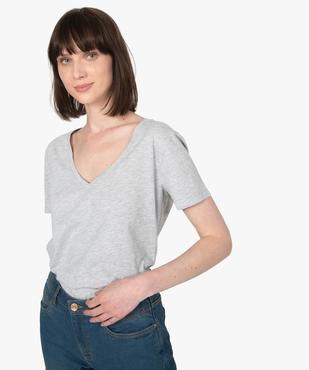 Tee-shirt femme à col V et manches courtes vue2 - GEMO(FEMME PAP) - GEMO