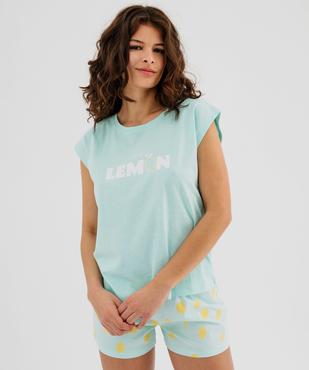 Pyjashort en coton imprimé femme vue1 - GEMO 4G FEMME - GEMO