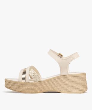 Sandales à brides avec semelle plateforme aspect corde femme - Tanéo vue3 - TANEO - GEMO