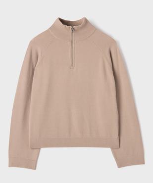 Pull col camionneur zippé en maille fine fille vue1 - GEMO (JUNIOR) - GEMO