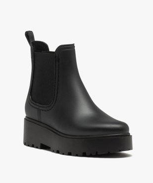Boots femme unies style Chelsea à semelle plateforme crantée vue2 - GEMO (CASUAL) - GEMO