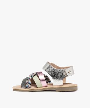 Sandales en cuir à brides fantaisie et scratch fille - Alma Planète vue3 - ALMA - GEMO