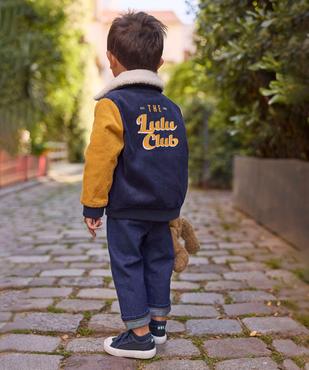 Blouson aviateur en velours à col en sherpa bébé garçon - LuluCastagnette vue1 - LULU CASTAGNETTE GEMO FOR GOOD - GEMO