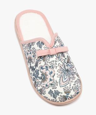 Chaussons mules en toile à motifs fleuris femme vue5 - GEMO 4G FEMME - GEMO
