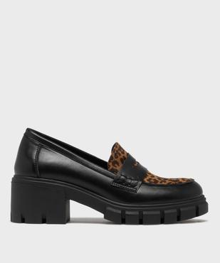 Mocassins avec dessus léopard et semelle crantée femme - 5 Miles vue1 - 5 MILES - GEMO