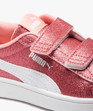 Baskets fille unies à scratch avec dessus pailleté - Puma vue6 - PUMA - GEMO