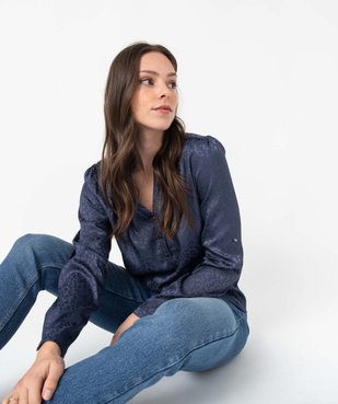 Blouse femme satinée avec manches retroussables vue1 - GEMO(FEMME PAP) - GEMO