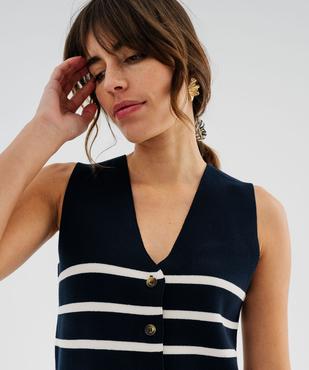 Gilet sans manches à rayures femme - LuluCastagnette vue3 - LULUCASTAGNETTE - GEMO