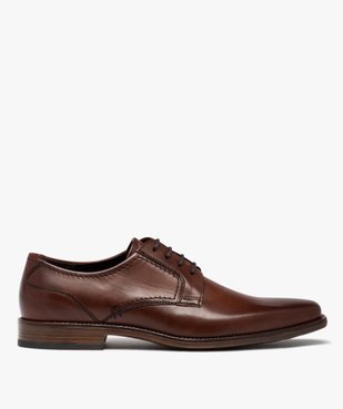 Derbies homme dessus cuir uni à bout carré - Tanéo vue1 - TANEO - GEMO