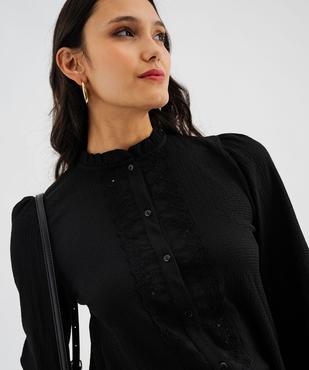 Chemise manches longues en maille texturée et dentelle femme vue2 - GEMO(FEMME PAP) - GEMO