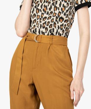 Pantalon femme coupe carotte en maille piquée fluide vue2 - GEMO(FEMME PAP) - GEMO