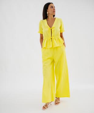 Blouse manches courtes à basque et liens à nouer femme vue4 - GEMO(FEMME PAP) - GEMO