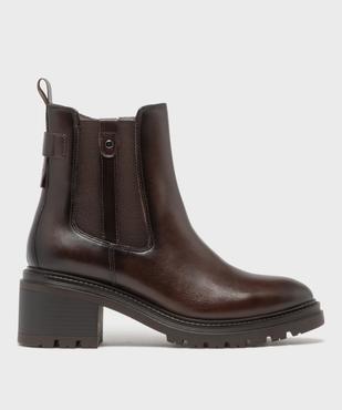 Boots dessus cuir avec semelle crantée femme - Tanéo vue1 - TANEO - GEMO