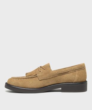 Derbies en cuir suède inspiration mocassins à patte frangée femme - Tanéo vue3 - TANEO - GEMO