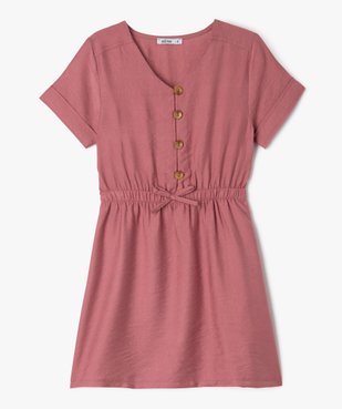 Robe à manches courtes et col V fille vue1 - GEMO (ENFANT) - GEMO