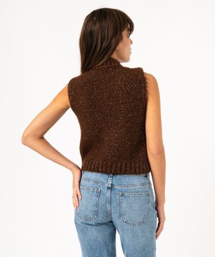 Pull sans manches pailleté à col cheminée femme vue3 - GEMO(FEMME PAP) - GEMO