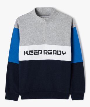 Sweat molletonné avec col zippé garçon vue2 - GEMO (JUNIOR) - GEMO