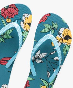 Tongs femme avec semelle à fleurs et lanières lisses vue3 - GEMO (PLAGE) - GEMO