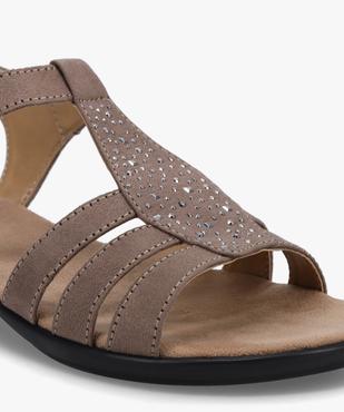 Sandales femme confort en suédine avec détails strass vue6 - GEMO (CONFORT) - GEMO