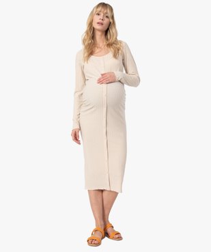 Robe de grossesse longue en maille côtelée vue1 - GEMO (MATER) - GEMO